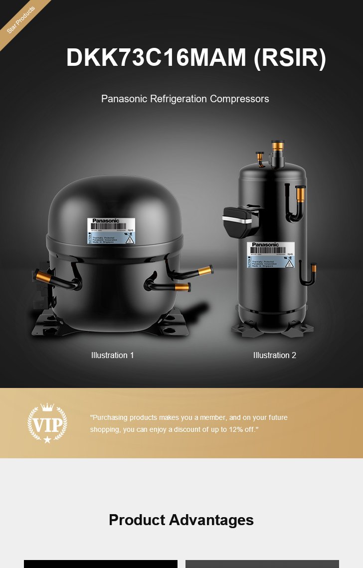 Panasonic Compressor DKK73C16MAM (RSIR), technical parameters pdf, structure diagram